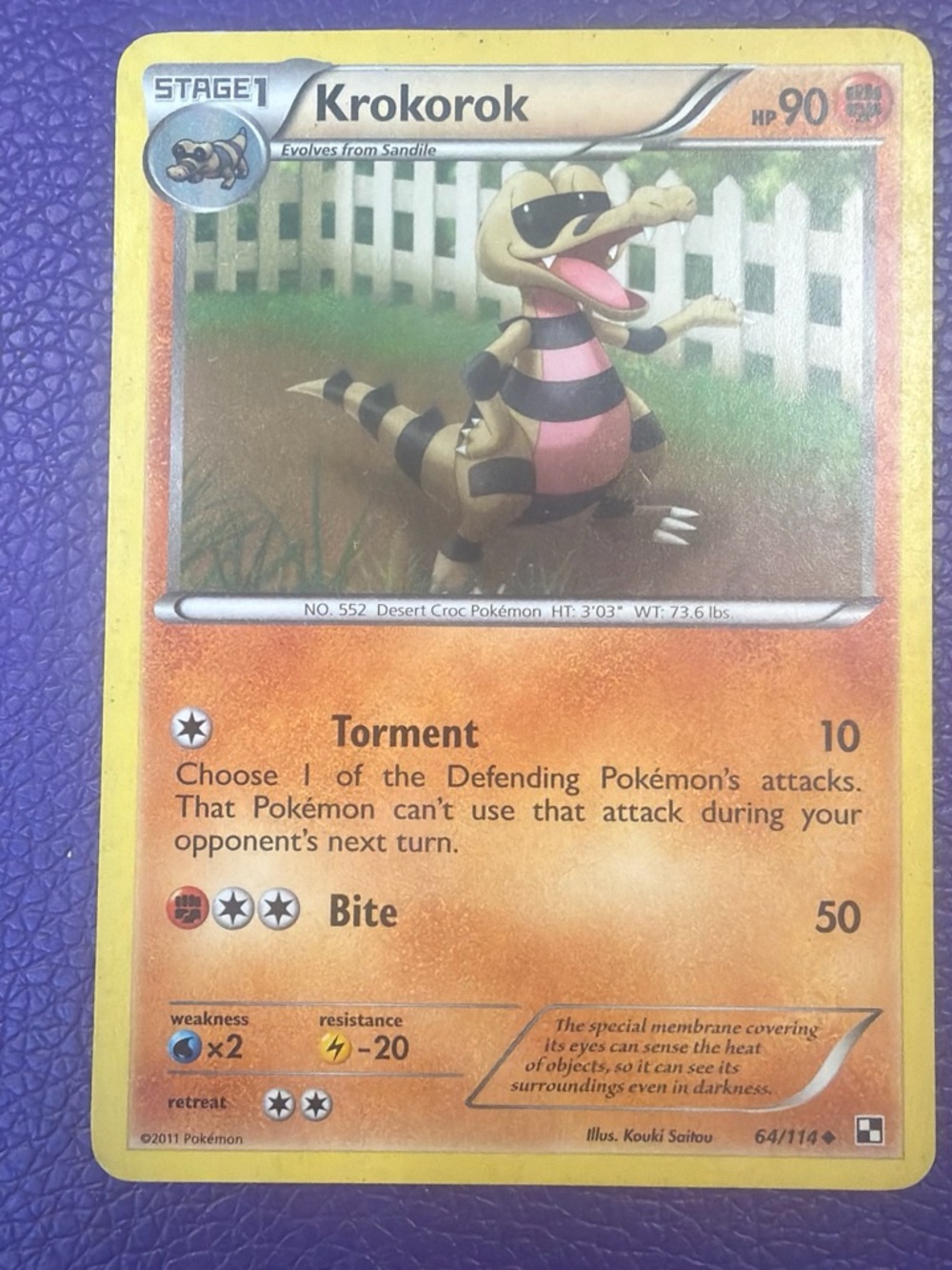 Pokemon Krokorok Orange Yellow Trading Card